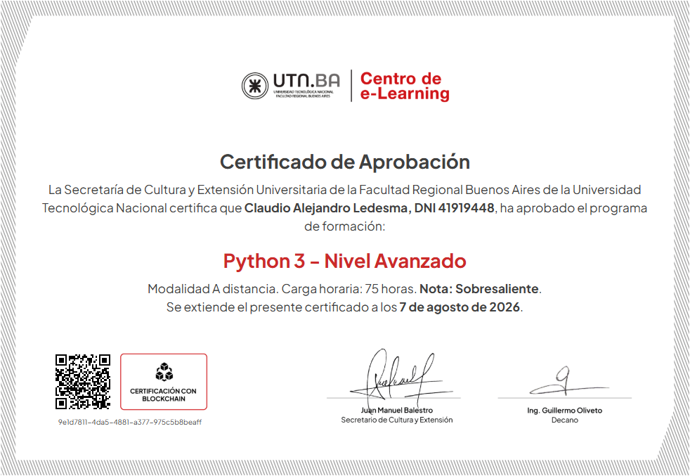 Certificado Python Avanzado