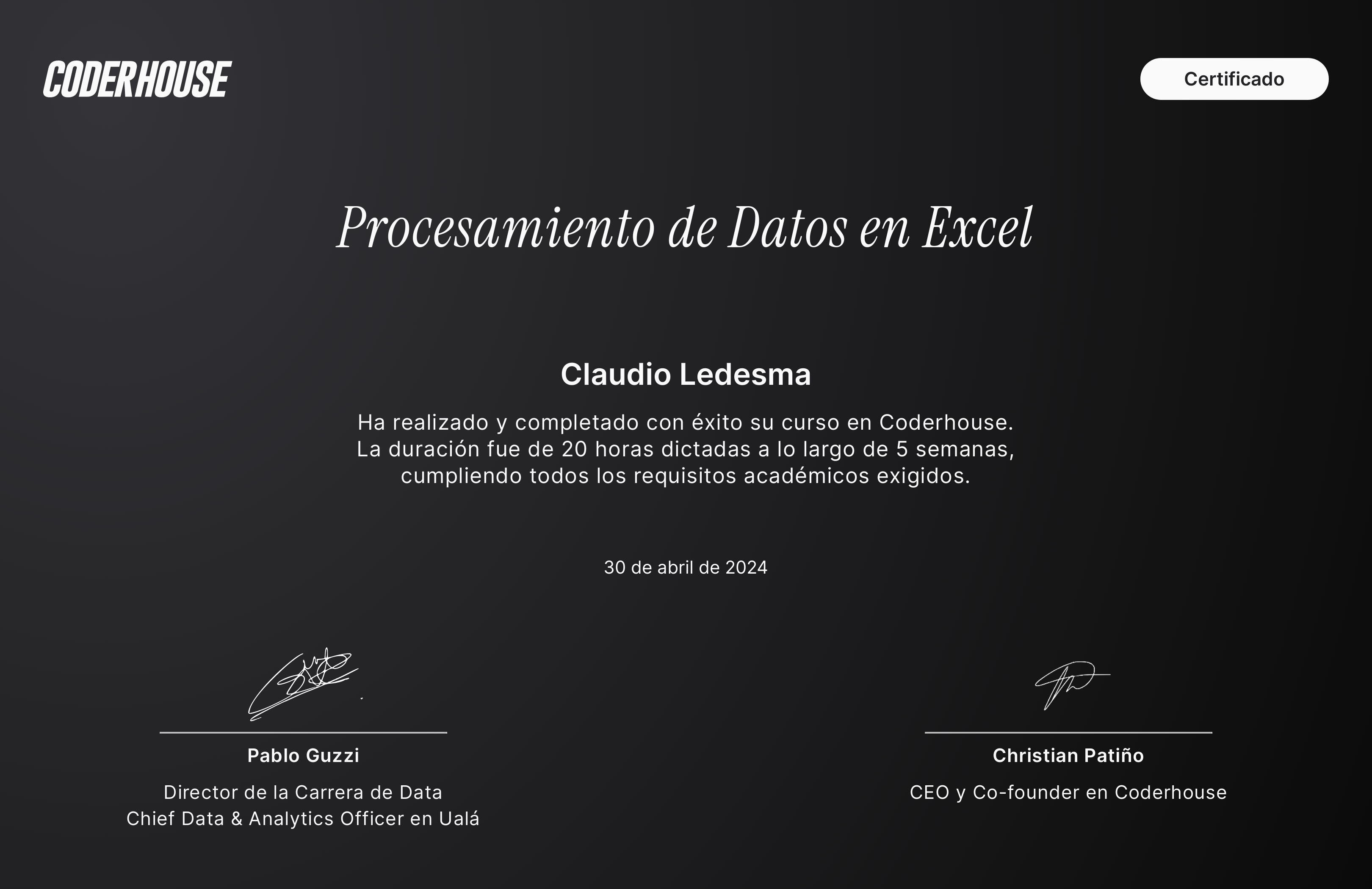 Certificado Excel